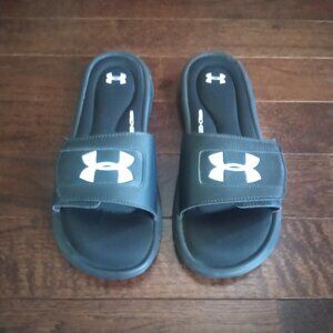 Under Armour Black and White Men's Slides - Size 10